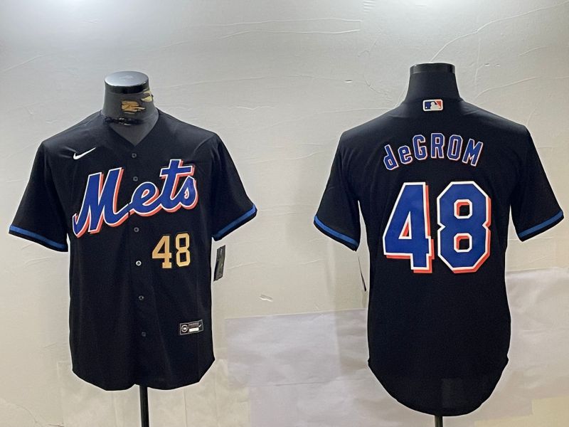 Men New York Mets #48 Degrom Black Game 2024 Nike MLB Jersey style 2->new orleans saints->NFL Jersey
